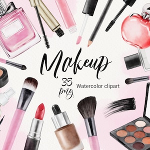 Watercolor Makeup clipart, Beauty clip art ,Perfume bottles, Planner Girl Clipart, Fashion Watercolor, Wedding Invitations, PNG, DIY