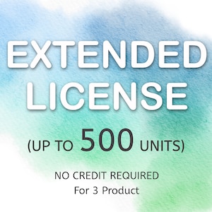 COMMERCIAL LICENSE for small business for a 3 product up to 500 units. Digital Download/ No Credit required