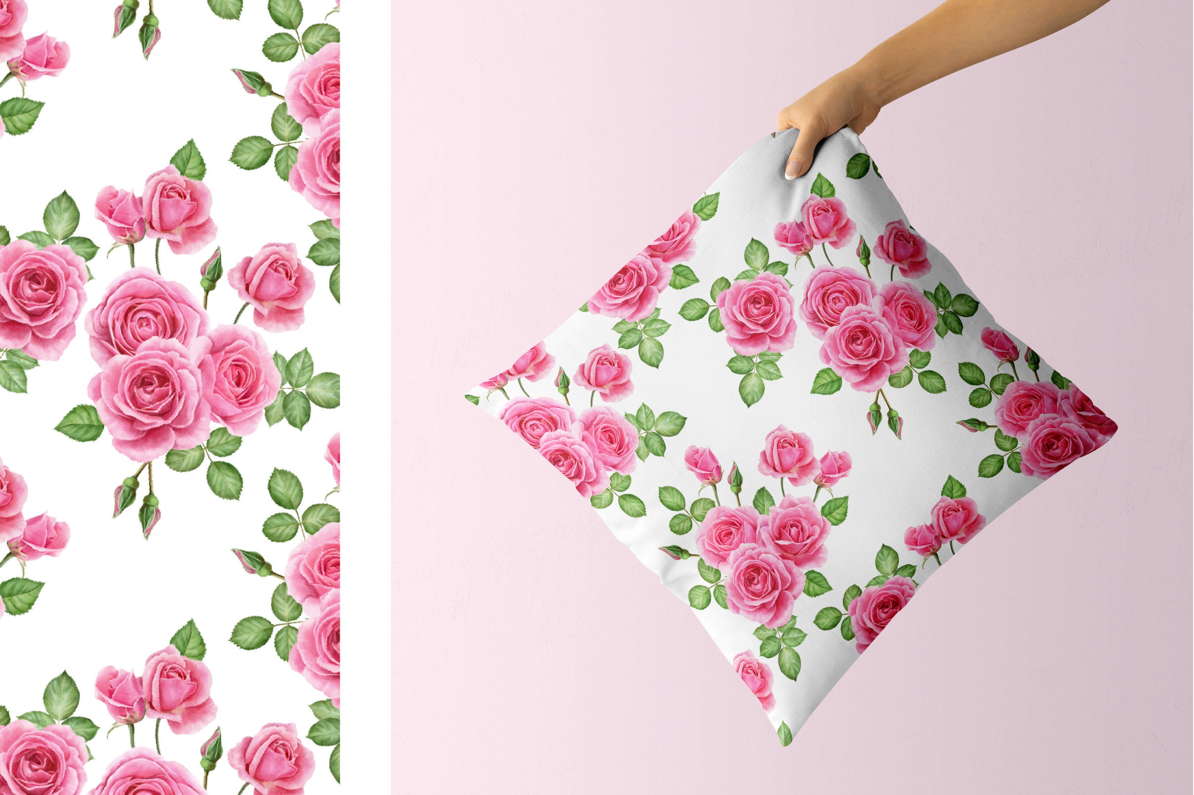 Rose Digital Paper Watercolor Pink Roses Floral Seamless - Etsy