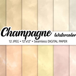 Champagne Watercolor Digital Paper Pack, Abstract Watercolor Background, Seamless Pattern, Сream tones, Soft Beige Textures, JPEG files