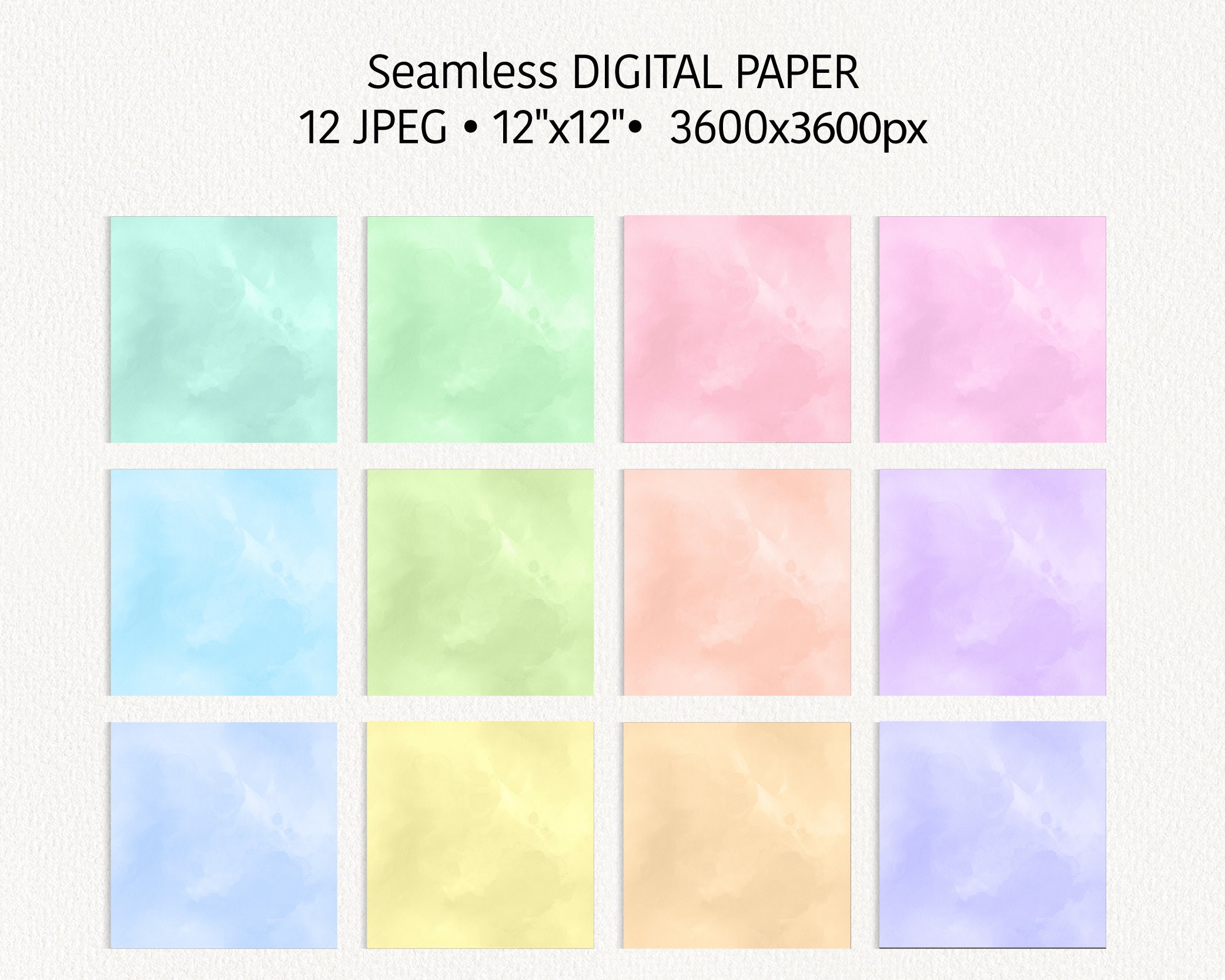 Pastel Watercolor Digital Paper Pack, Abstract Watercolor Background ...