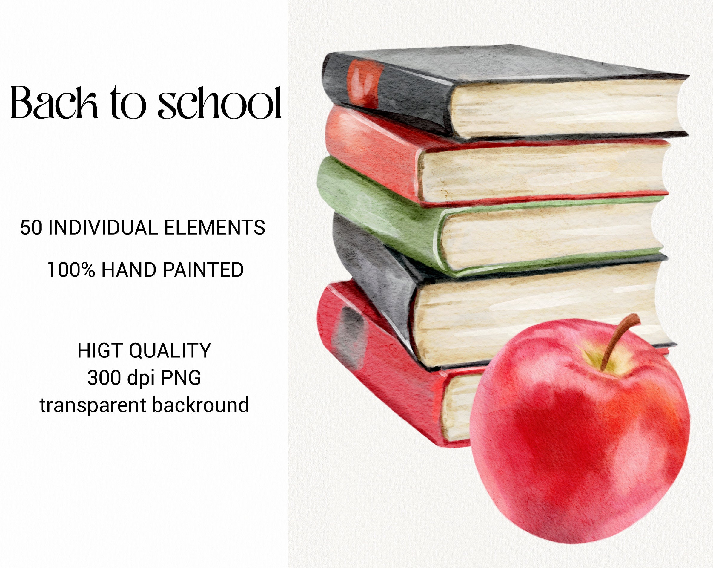 Watercolor Back to School Clipart, School Supplies Clip Art, Autumn ...