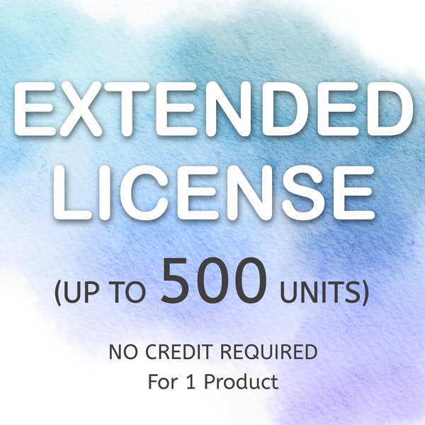 COMMERCIAL LICENSE for small business for a one product up to 500 units. Digital Download/ No Credit required