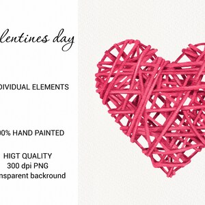Valentine's Day Clipart, Watercolor Love Clip Art, Tree With Red Hearts ...