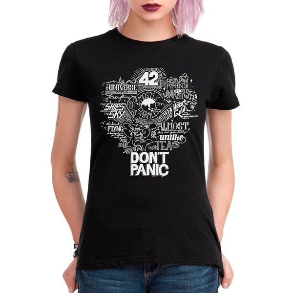 The Hitchhiker's Guide to the Galaxy Don't Panic T-Shirt, Men's and Women's Sizes (drsh-306)