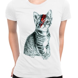 Kitty Stardust T-Shirt, Ziggy Stardust Cat Funny Tee, David Bowie Shirt, Men&#39;s and Women&#39;s Sizes (wr-263)