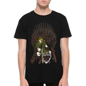 The Legend of Zelda Link On The Iron Throne T-Shirt, Men&#39;s and Women&#39;s Sizes (ZEL-07100)
