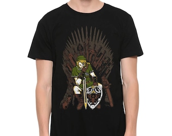 The Legend of Zelda Link On The Iron Throne T-Shirt, Men's and Women's Sizes (ZEL-07100)