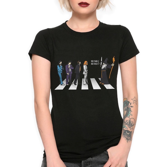 The Beatles and Gandalf on Abbey Road Funny T-shirt, Men's and