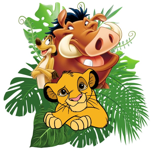 Lion King PNG Clipart Download digitale istantaneo, Arredamento per bambini, Sublimazione del leone, Simba Timone Pumbaa, Camicia del Re Leone, Arte della parete