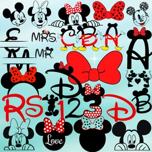 Mickey Alphabet SVG PNG Clipart Instant Digital Download, Mickey Numbers Letters Clipart Minnie Mickey SVG, 1200 files Bundle svg png