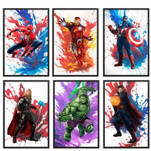 Superhero Prints, Superhero Wall Art, Digital superhero poster, Kids room wall decor, Superhero Poster, Kids Room, Superhero