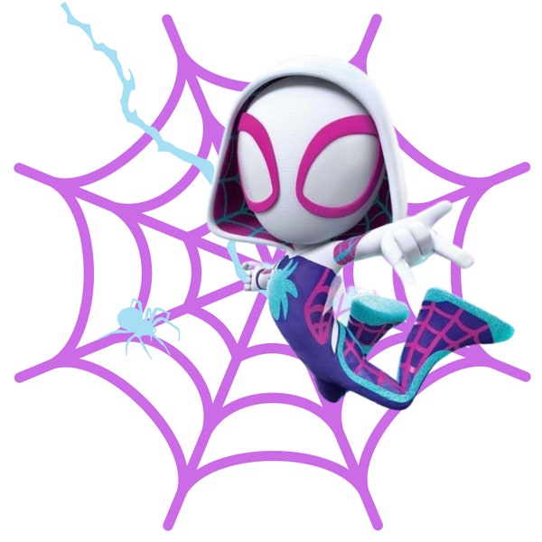 Spider Gwen 5 PNG, Spidey and his amazing Friends Clipart, Spidey Sublimation, Super Hero, Spider-Woman, Instant Digital Download