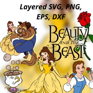 La Bella e la Bestia Svg, Png, Eps, Dxf, Clipart, Belle SVG PNG, Bonus Principessa Svg PNG, Alice Svg Png, Biancaneve Svg, Tiana, File digitali