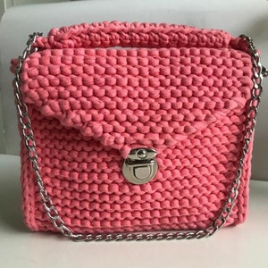 Rose knitted bag, chain bag, crochet bag, rose unique bag, rose bag made of cotton, handmade rose bag, handbag for summer
