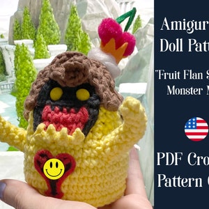 Cute Sour Cherry Flan Shadow Monster Amigurumi Pattern, Mini Doll Design for Anime & Video Game Fans, Instant Download