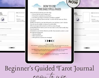 Tarotdagboek en gids voor beginners: dagelijkse trekjes, spreads (afdrukbare digitale download)