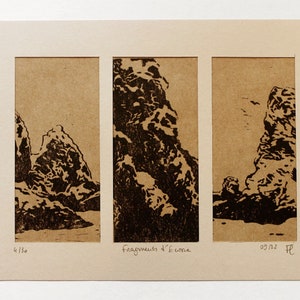 Triptych: Fragments of Scotland · Original Limited Edition Linocut · Art · Linocut Print · Black and White · Landscape