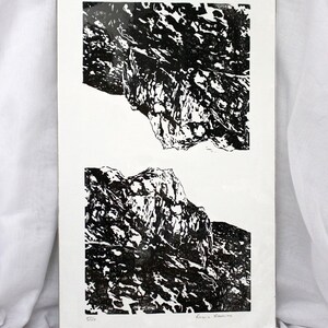 Untitled - Linocut - Black and white - landscape