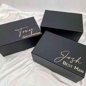 Slightly Dented Magnetic Black Groomsmen Proposal Gift Box, Personalized Box for Best Man, Will You Be My Groomsman, Best Man Proposal Box