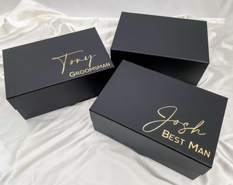 Slightly Dented Magnetic Black Groomsmen Proposal Gift Box, Personalized Box for Best Man, Will You Be My Groomsman, Best Man Proposal Box