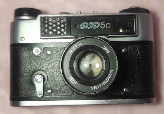 163_2026_ FED 5C Industar-61 M39 35mm film camera, f/2.8 55mm rangefinder lens, USSR. Collectible photo gift. Retro camera.