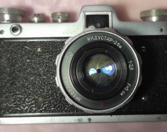 136_2026_ FED ZARYA Industar-26M 35mm film camera, f/1-2.8 50mm rangefinder lens, USSR. Collectible photo gift. Retro camera.