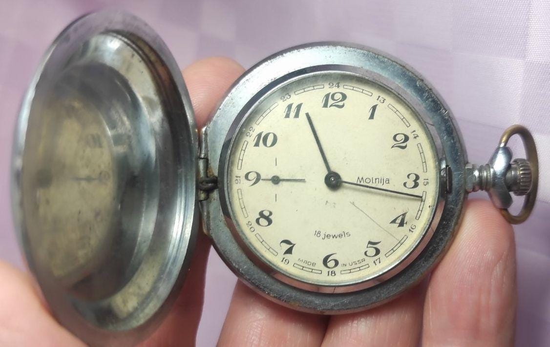 Reloj de bolsillo Molnija, reloj vintage, reloj de bolsillo para
