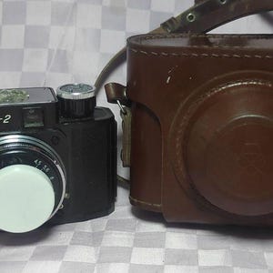 macchina fotografica vintage LOMO SMENA-2 Lomography Soviet Urss 35mm, fotocamera compatta retrò, obiettivo T-22, custodia originale in pelle marrone