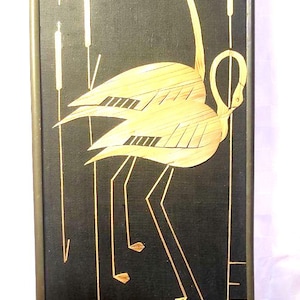 Straw Wall Art Flamingo Painting Vintage Straw Painting Wall Art Vintage Straw Artwork Vintage Straw Wall Decoration Handmade Rustic Art