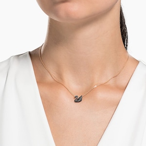 Black swan Pendant with Rose Gold Chain