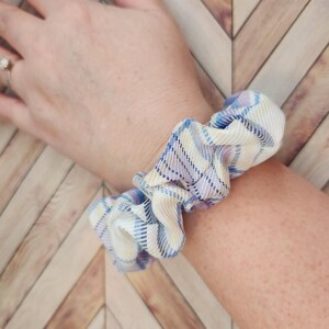 Handmade scrunchies for the hair tie accessories for her bridal accessories gift for her pony tail holder for hair plaid pony tail holder