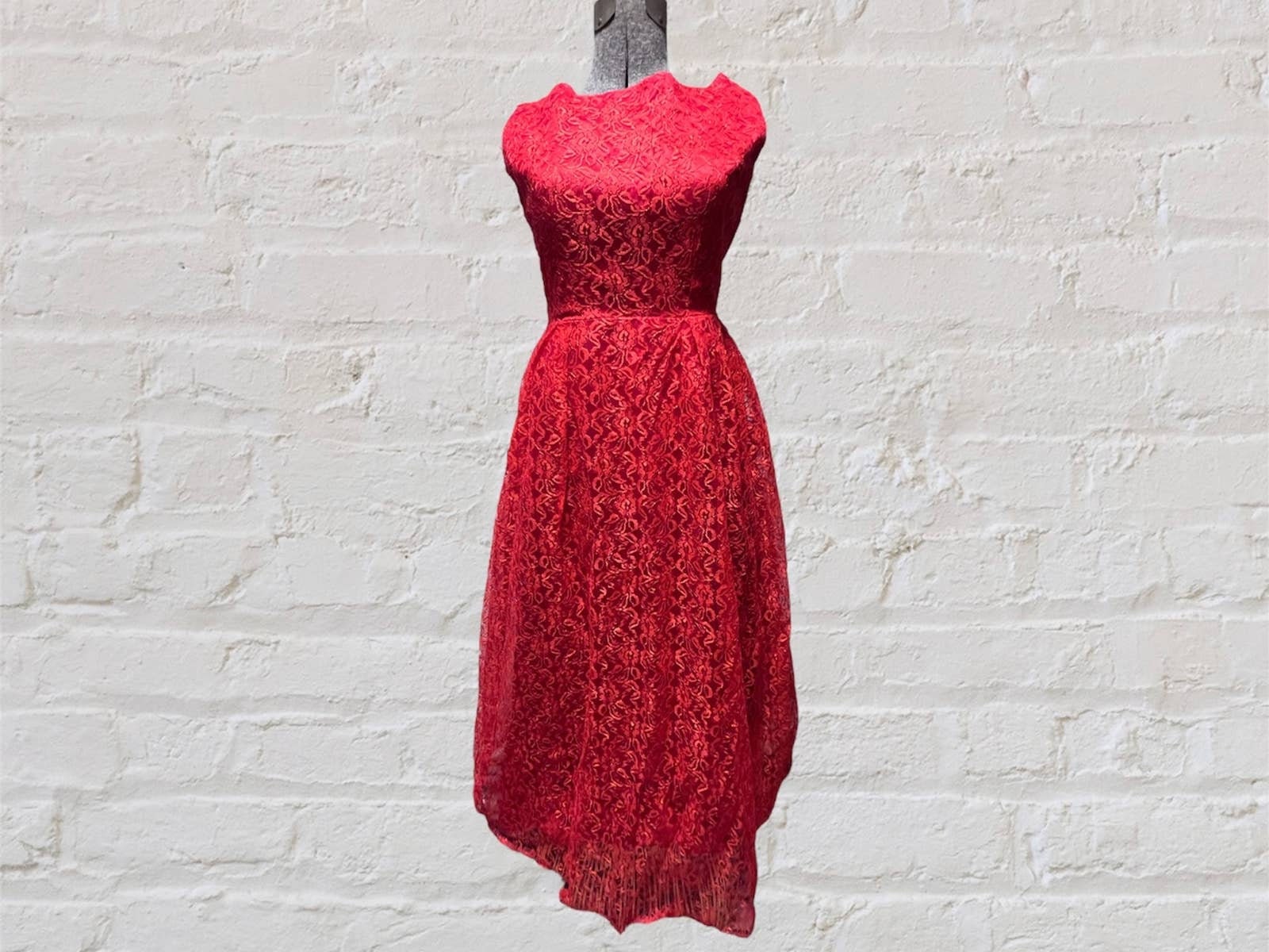 open lace back dress Frederica Plunge Maxi Dress Red