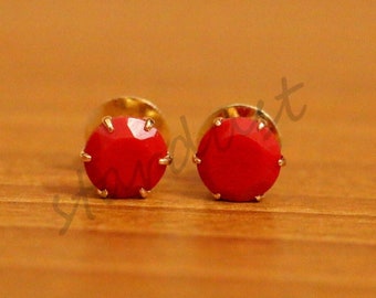 Tiny Coral Studs, Coral Earrings, Coral Gemstone Earrings, 925 Sterling Earrings, Coral Post Earrings, Small Earrings, Minimalist Earrings