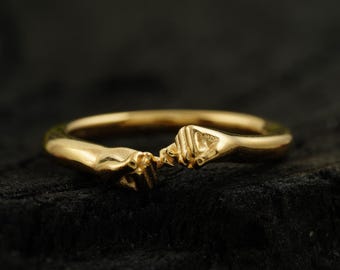 Pinky Versprechen Ring: 14k Gelbgold symbolischer Paarschmuck