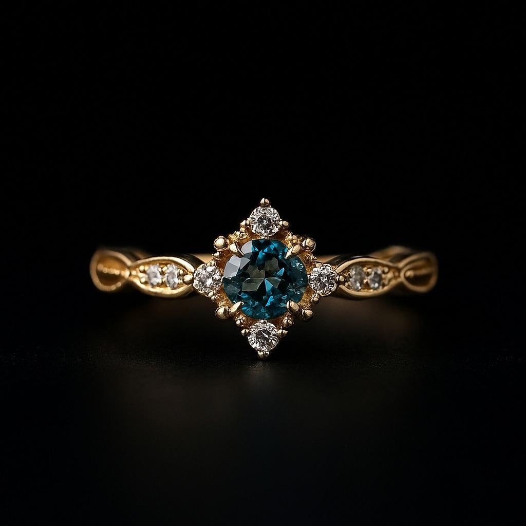 Bague Vintage Années 60 En Or 18K Avec Topazes Bleues - Taille ITA 15 (US 7.25), Occasion