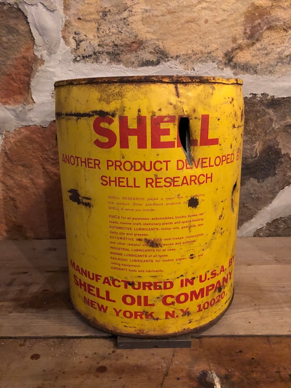 シェル　ビンテージ　アメリカ　Golden Shell Motor Oil 缶 Vintage Shell Oil Can Golden Shell Motor Oil Bank | eBay