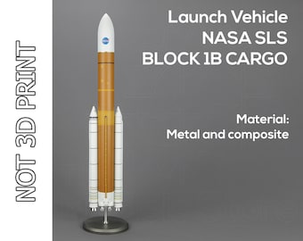 NASA SLS Block 1B Cargo-Trägerraketenmodell im Maßstab 1:144 | Aus Metall und Verbundwerkstoff | 77,3 cm hoch