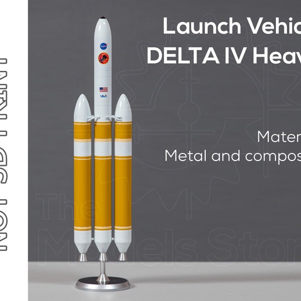 BIG 1:50 scale model of USA ULA Delta 4 Heavy | spacecraft launch vehicle | Made of metall | 57" tall | 145 cm tall