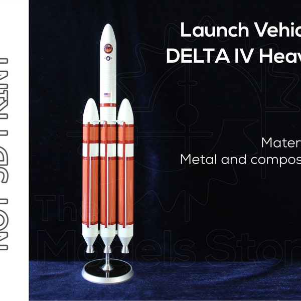 1:72 scale model of USA ULA Delta 4 Heavy | spacecraft launch vehicle | Made of metall | 39.5" tall | 100 cm tall