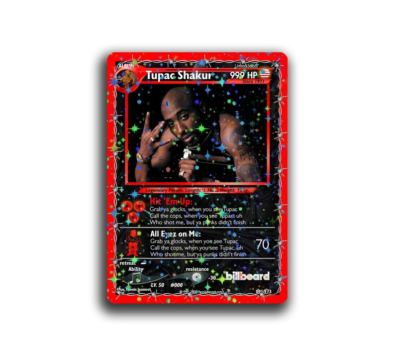 Tupac Shakur Holographic Trading Card Collective pokemon Etsy UK