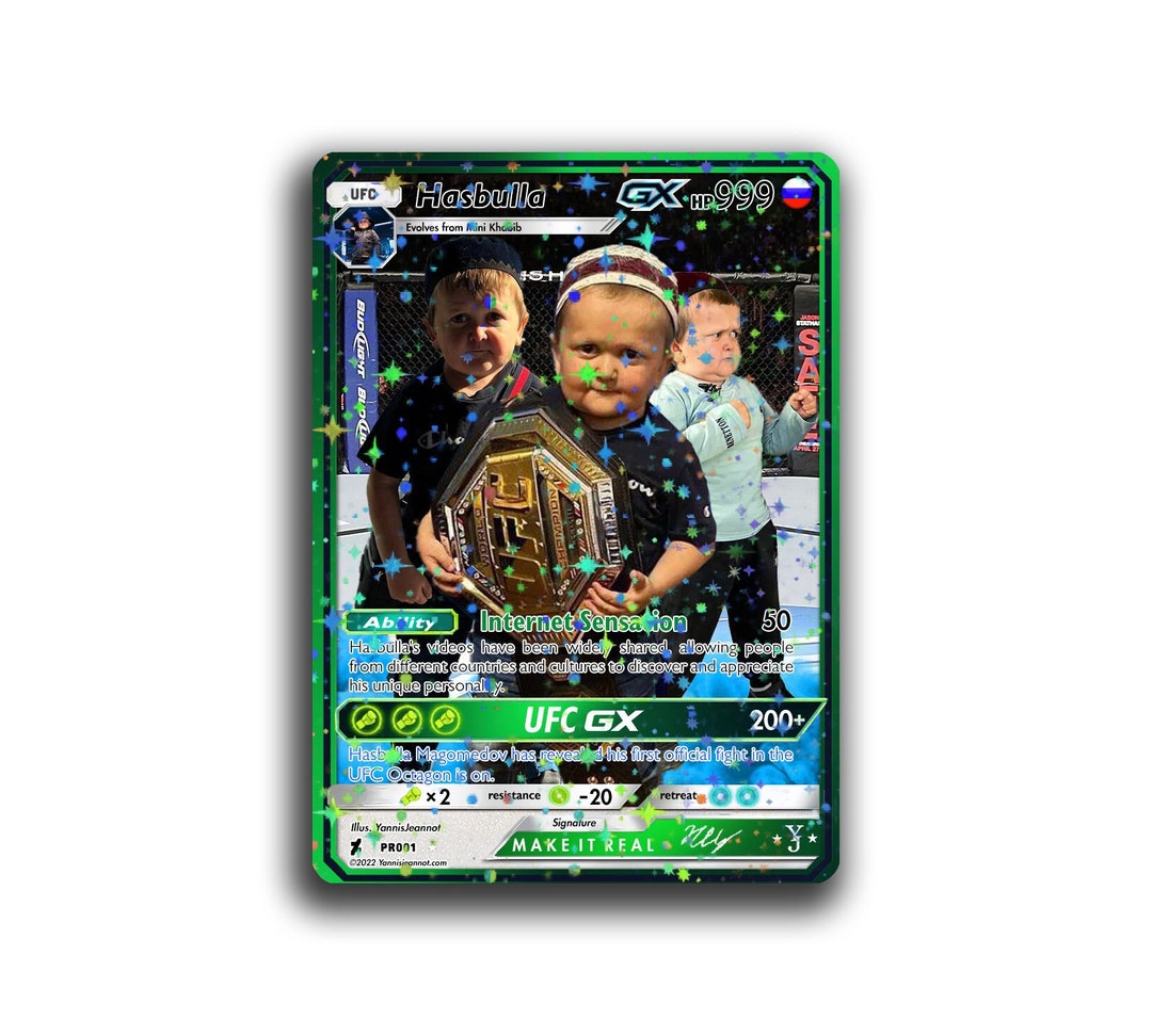 Hasbulla Holographic Trading Card Collective pokemon Style Etsy