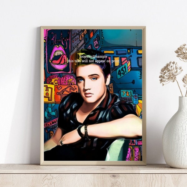 Music Legends Pop Art Graffiti Style A4 Print Elvis Presley Pop/Rock Memorabilia