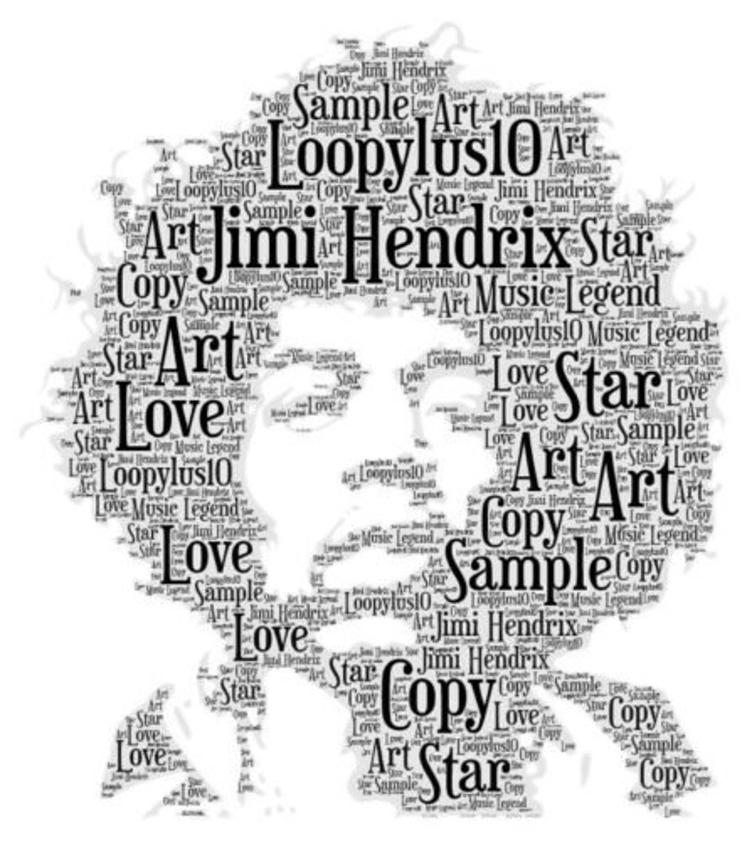 Personalised Jimi Hendrix Word Art Print A4 Great Gift Mum Dad Daughter