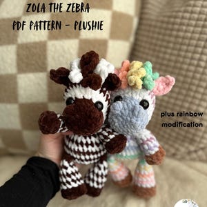 Zola the Zebra Häkelanleitung PLUS REGENBOGEN MODIFIKATION - Zebra Crochet Pattern - No Sew Häkelanleitung