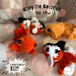 Gary the Goldfish 2in1 Pattern - 4 Versions - Goldfish Crochet Pattern - No Sew Crochet Pattern