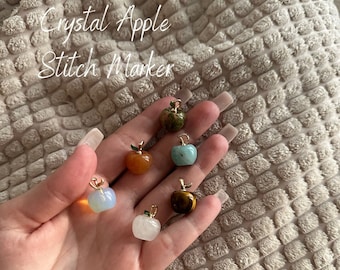 Custom Crystal Apple Stitch Marker - Crocheting/Knitting - Lobster Clasp - Multiple Colors