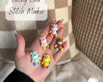 Custom Patchy Bear Stitch Marker - Lobster Clasp - Crochet/Knitting