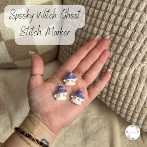Custom Spooky Witch Ghost Stitch Marker/Zipper Charm - Lobster Clasp - Crochet/Knitting