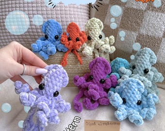 Squish the Baby Squid - NO SEW! Crochet Pattern - with RAINBOW & Appendage Modifications